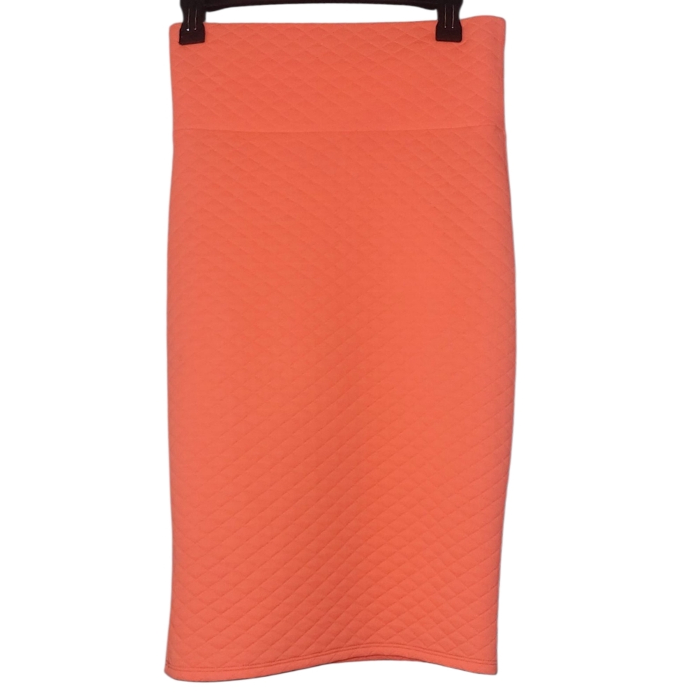 EUC Lara Fashion Neon Orange High Waist Quilted Pencil Skirt Size Large